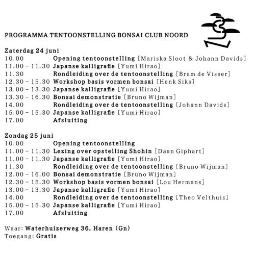 Programma bonsai tentoonstelling